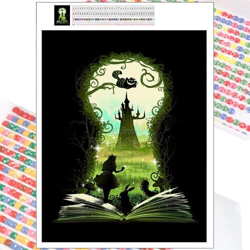 Diamond Painting Disney Fairy Tale Alice In Wonderland 5D DIY Full Drill Mosaic Cartoon Cross Stitch Kits Rhinestone Home Decor