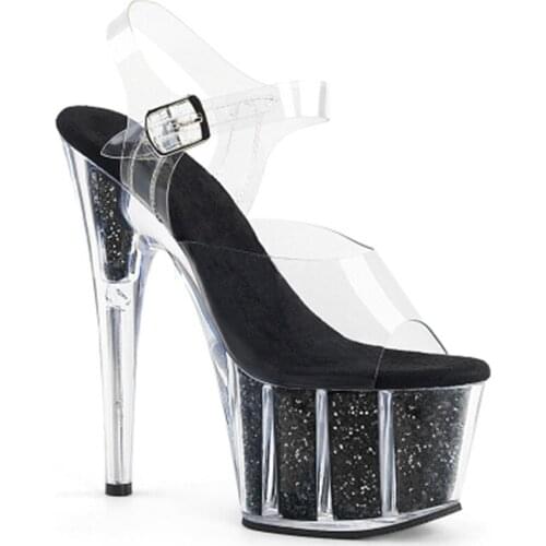 2018, fashion runway shoes, club sexy shiny platform shoes, transparent 15 cm high heel sandals