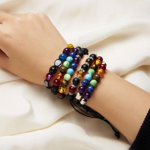 Natural Stone 7-Colors Beads Bracelet Magnetic Yoga Balance Pray Jewelry Women Jewelry Men Fashion