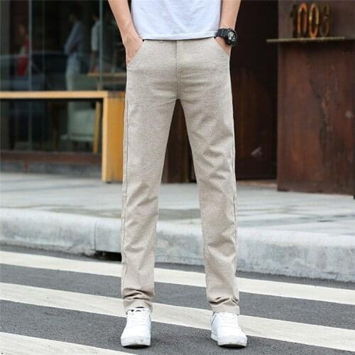 Summer Thin Linen Men Pants Male Commercial Loose 2020 Casual Business Trousers Mens Clothing Straight Man Pants Size 38,L118