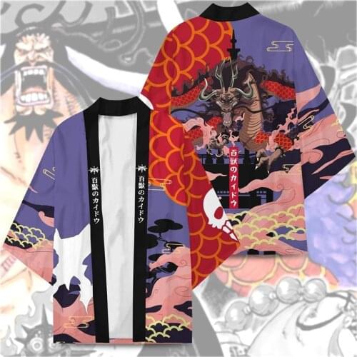 One Piece Portgas D Ace Monkey D Luffy Cosplay Costume Anime Kimono Four Emperor Edward Newgate Kaido Logo Printed Jacket Cloak