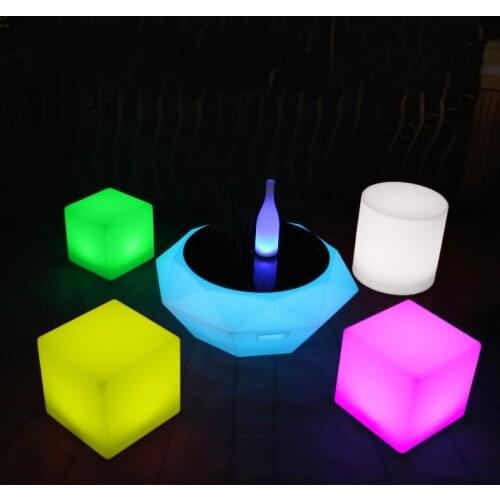 RGB Rechargeable Led illuminated Furniture Cube Bar Stool Seat Glowing Chair With Remote Outdoor Use Gadget Home Party Decor
