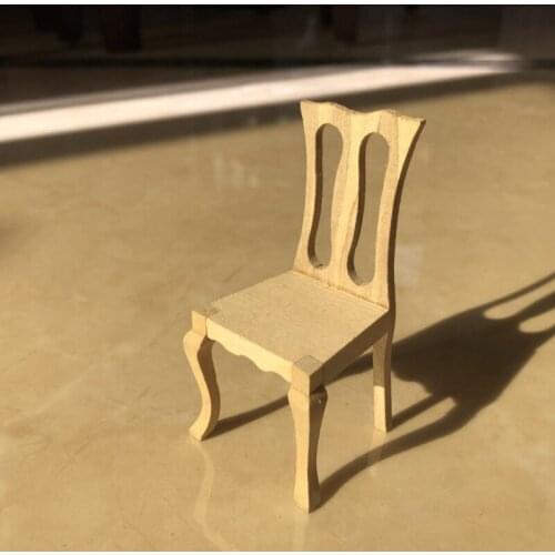 G05-X5030 children baby gift Toy 1:12 Dollhouse mini Furniture Miniature rement DIY wooden color Small single chair 1pcs
