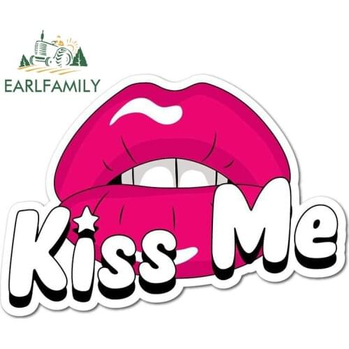 EARLFAMILY 13cm x 9.3cm For Kiss Me Car Stickers Funny Anime Skateboard Decals Waterproof Vinyl Sunscreen Car Door Protector