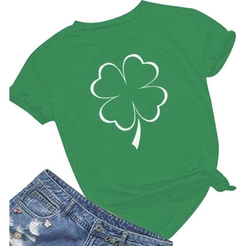 Green Four Leaf Clover Print T Shirt Women Princess Tee Personality Summer Woman Art T-shirt Streetwear Casual Big Size T-shirts