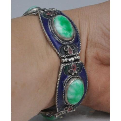 /Chinas Tibet dynasty palace cloisonne silver inlaid stone bracelet fine jewe