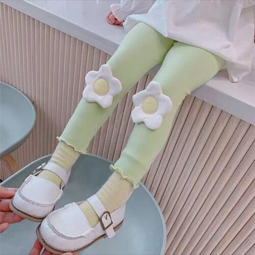 Spring Autumn Kids Girls Leggings Pencil Pants Children Flower Ankle-length Skinny Legging Trouser Baby Stretchy Pants Clothes