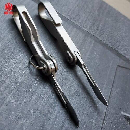 Titanium Alloy Outdoor Survival Multi-function Sleeve Knife Hanging Button EDC Folding Knife Key Art Scalpel