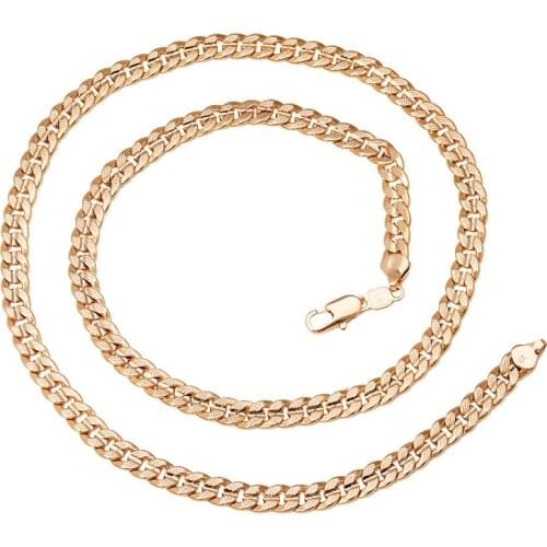 MxGxFam ( 60 cm * 7 mm ) Gold Plated 18 k 24 inch Emboss Chian Necklace For Men Fashion XP Jewelry