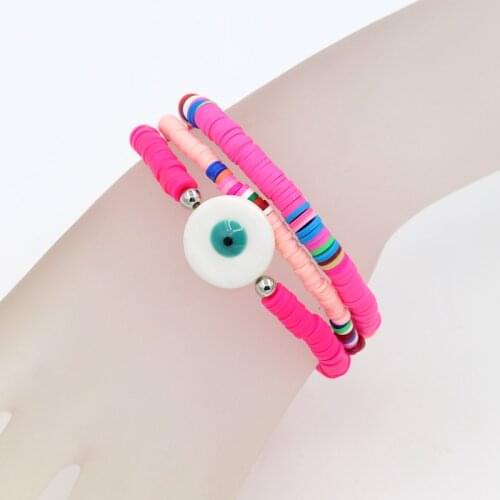 3 Pieces/lot Bracelet Set Woman Jewelry Fashion Polymer Clay Shell String Combination Elastic Bracelets Wholesale