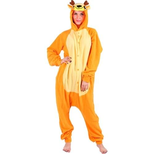 Adults Animal Pajamas Unisex Cute Sika Deer Cartoon Onesies Anime Cosplay Costume Halloween Christmas Party Jumpsuits Homewear