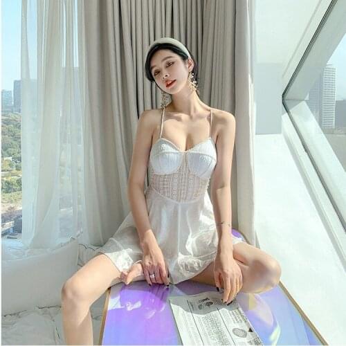 Casual One Piece Swimsuit Women Surfing Swim Suit Fused Female 2021 Womens Swimsuits Push Up Retro Bikini Set Korea Fairy Fan