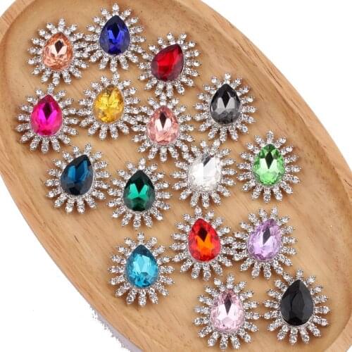 120PCS 27*32MM High Quality Shiny Crystal Rhinestone Buttons For Flower Centers Hair Accessories