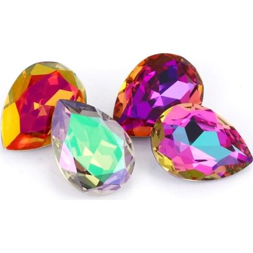 Colorful Sparkly Violet Blue Tear Drop K9 Glass Loose Rhinestones Piontback Strass Crystal Glue on Clothes Jewelry Accessories