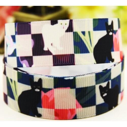 22mm 25mm 38mm 75mm Cat cartoon printed Grosgrain Ribbon party decoration 10 Yards X-04575