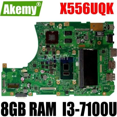 With 8GB RAM I3-7100U CPU X556UQK mainboard For Asus X556UV X556U X556UQK X556UQ laptop motherboard Tested Working