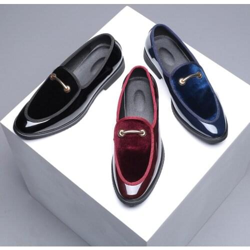 New Summer Mens Dress Shoes Slip On British Business Patent Leather Large size Wedding Shoes Casual Loafers