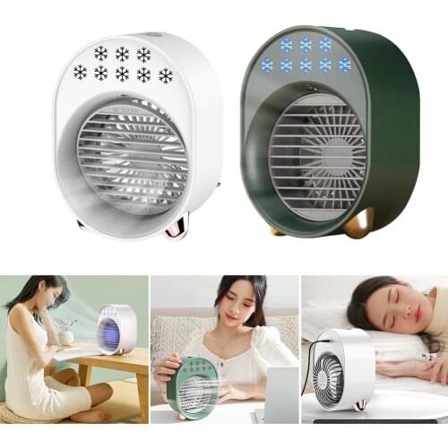 Air Cooler Fan Mini Desktop Air Conditioner with Night Light Mini USB Water Cooling Fan Humidifier Purifier Multifunction Summer