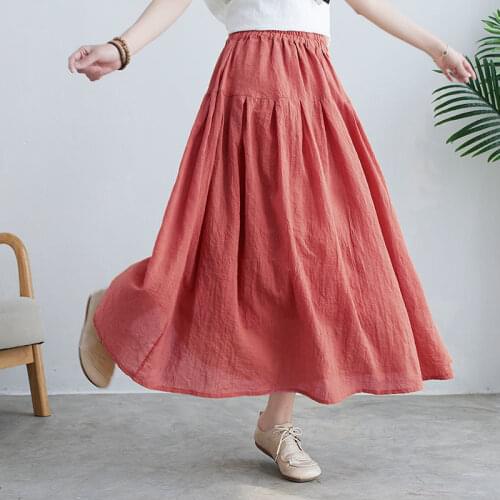 Summer dress new loose slim literary cotton and linen skirt female design sense niche temperament joker long skirt