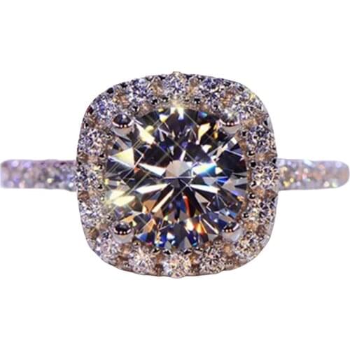 Hearts And Arrows Simulation Crystal Female Engagement Ring Wedding Jewelery Gift For Women