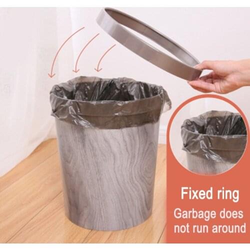 12L Trash Can Durable Garbage Can Waste Basket with Wood-Grain European Style Wastebin for Bathroom Home Accessories