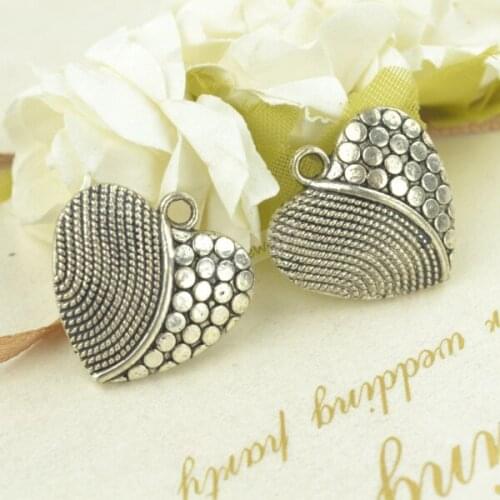 15pcs Zinc alloy Tibetan Silver Plated Heart-shaped Charms Pendants for Jewelry Making DIY Handmade Craft 20*20mm A107
