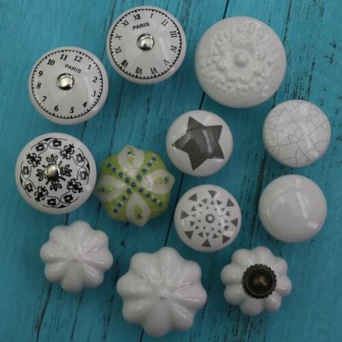 1x Hot sale Multi Design White Ceramic Knobs Kitchen Cabinet Drawer Knobs Hardware Knobs Cabinet Ceramic Door Knob