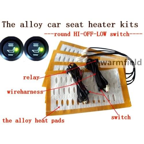 2 seats/lot,the alloy car seat heater pads with round HI-OFF-LOW positions switch,car seat heating pads,car heater