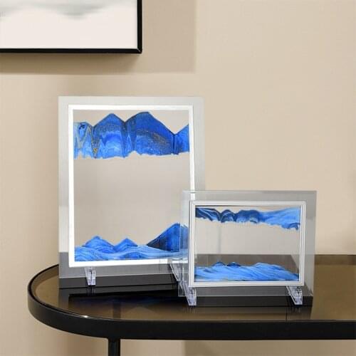 3D Deep Sea Sandscape Moving Sand Art Picture Square Glass In Motion Display Flowing Sand Frame Quicksand painting