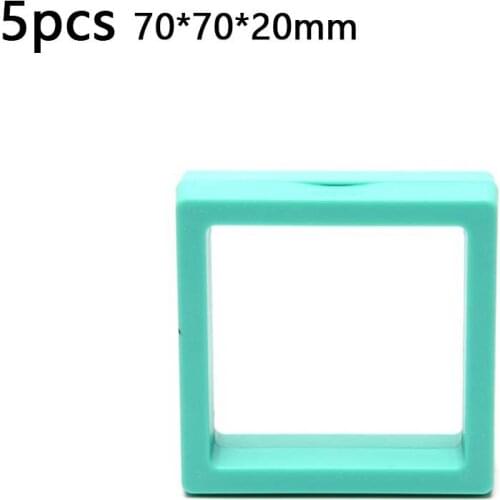 5Pcs 140*140*20mm Display Cases 3D Floating Frame Blue Holder Stand Box Clear Jewelry Ring Coin Display Case