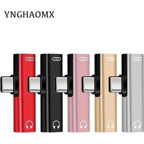 50pcs USB Type C Adapter Charger Audio Cable 2 In 1 Type-C To 3.5mm Jack Earphone Aux Converter For Huawei xiaomi mobile phone