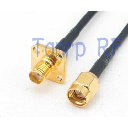 8in SMA male to SMA female with 4 hole panel RF connector adapter 20CM Pigtail coaxial jumper cable RG174 extension cord