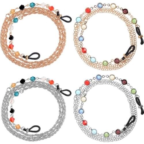 Imixlot Personality Retro 70cm Handmade Colorful Crystal Beads Twist Glasses Chain for Reading Sunglasses Strap Holder