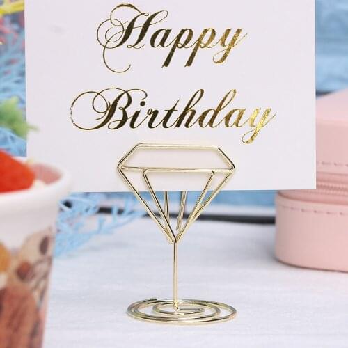 Place Card Holder Romantic Heart Diamond Photo Clip Table Number Stand Cool Wedding Party Desktop Decoration