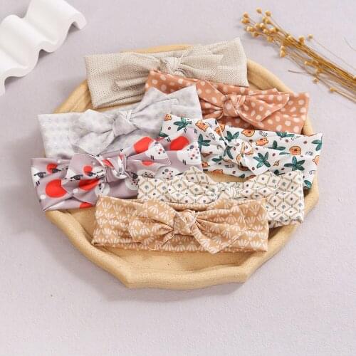 12 Pcs/Lot Baby Headband Wholesale Children Hair Accessories Breathable Elastic Comfortable Cotton Floral Printing Hairband