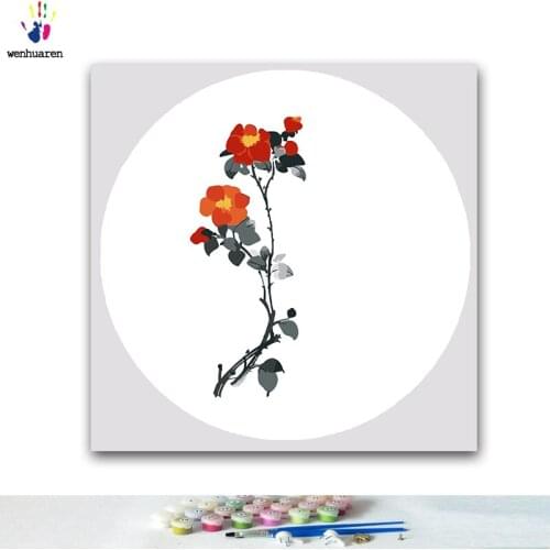 DIY colorings pictures by numbers with colors Camellia apricot flower orchid picture drawing painting by numbers framed Home
