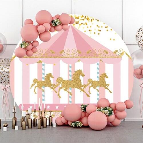 DAWNKNOW Round Circle Photography Background Backdrop Swing Park Baby Kids Birthday Party Decoration Photo Live Studio