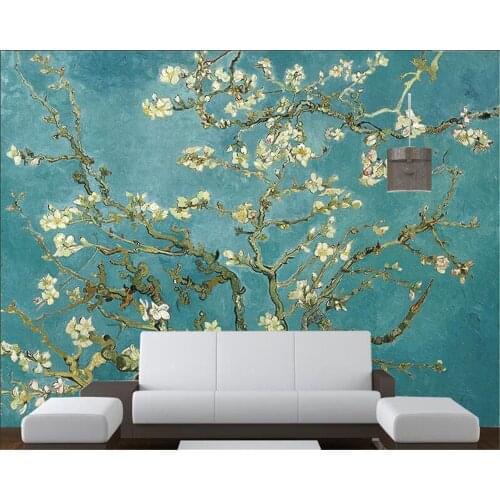 Custom wallpaper Nordic hand-painted branches retro hand-painted flowers and birds TV background home decoration 3d wallpaper