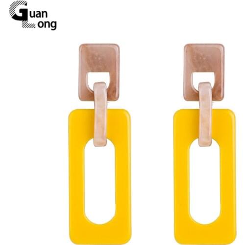 GuanLong Trendy Long Dangle Fashion Resin Earrings for Women Big Geometric Acrylic Dangling Drop Earring for Girl Jewelry Brinco
