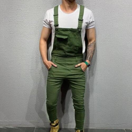 Skin-friendly Men Jumpsuit Solid Color Multi Pockets Overalls Full Length Mid Rise Cargo Jumpsuit for Working