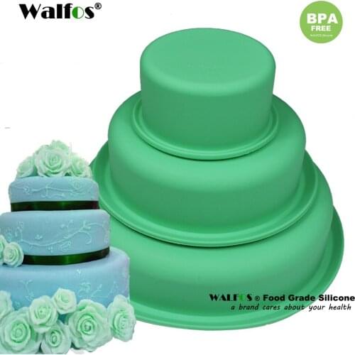 WALFOS Beautiful Three layer Cake Silicone Fondant Cake Mold Cake Mould Bakingware Tool