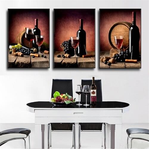 Red Wine In Glass Grape Painting Print Poster Modern Canvas Art Bar Restaurant Kitchen Wall Decoration Dinning Living Room Decor
