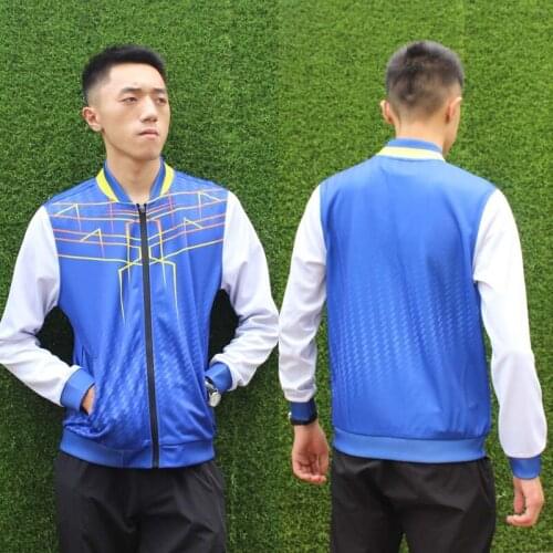 Fashion personality customization badminton jersey with zipper bright color tennis coat long sleeve jacket