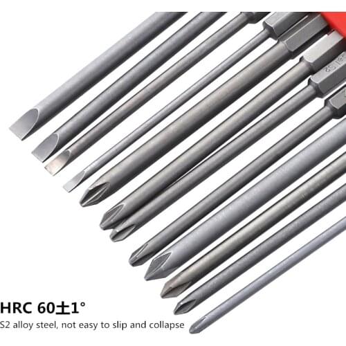 Screwdriwer Set 12pcs S2 Alloy Screw Driver Bits Magnetic Set PH Electric Socket Tool Set Screwdriver Bits 1/4" Hex 50 75 100mm