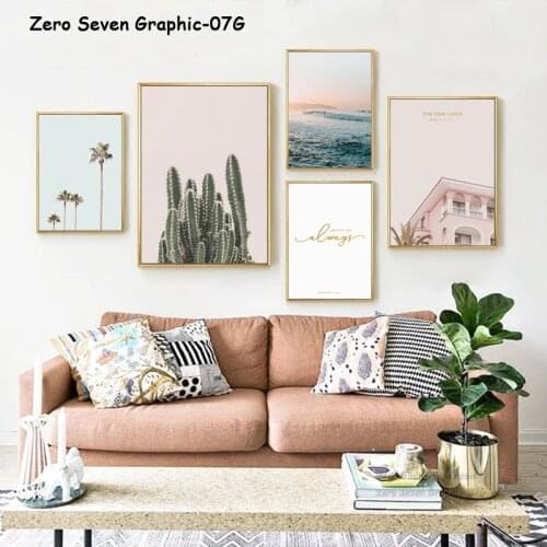 Nordic Pink House Landscape Plant A5 A4 A3 Canvas Painting Poster And Print Living Room Bedroom Wall Art Picture Home Decoration