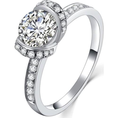 Extraordinary 1Ct 6.5mm G-H Round Cut Moissanite Diamond Ring Test Positive Certified 925 Sterling Silver Wedding Ring