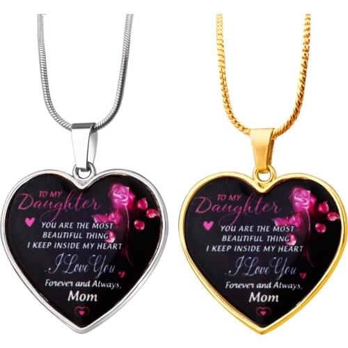 New Stainless Steel Necklace Daught Alloy Pendant Jewelry Heart-shaped Key Chain Can Be Customized Necklaces for Women Wholesale