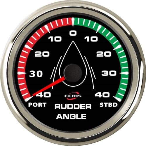 New Design Marine Boat Rudder Angle Indicator Gauge 190-0 Ohms PORT-STBD 9-32V 85mm 316L Chrome Bezel Black Dial 902-00074