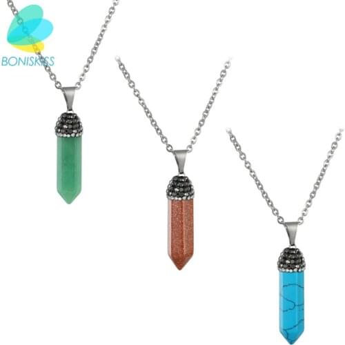 Boniskiss High Quality Rhombus Crystal Necklace & Pendants For Women Simple Design Geometric Shape Necklace Jewelry