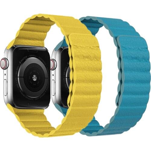 Genuine Leather Loop For Apple Watch 38mm 42mm band For iwatch series 6 SE 5 4 3 2 1 Adjustable Magnetic Strap 40mm 44mm